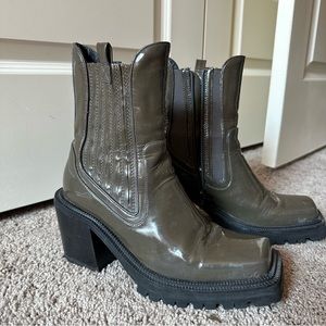 Jefferey Campbell Elkins square toe green boots